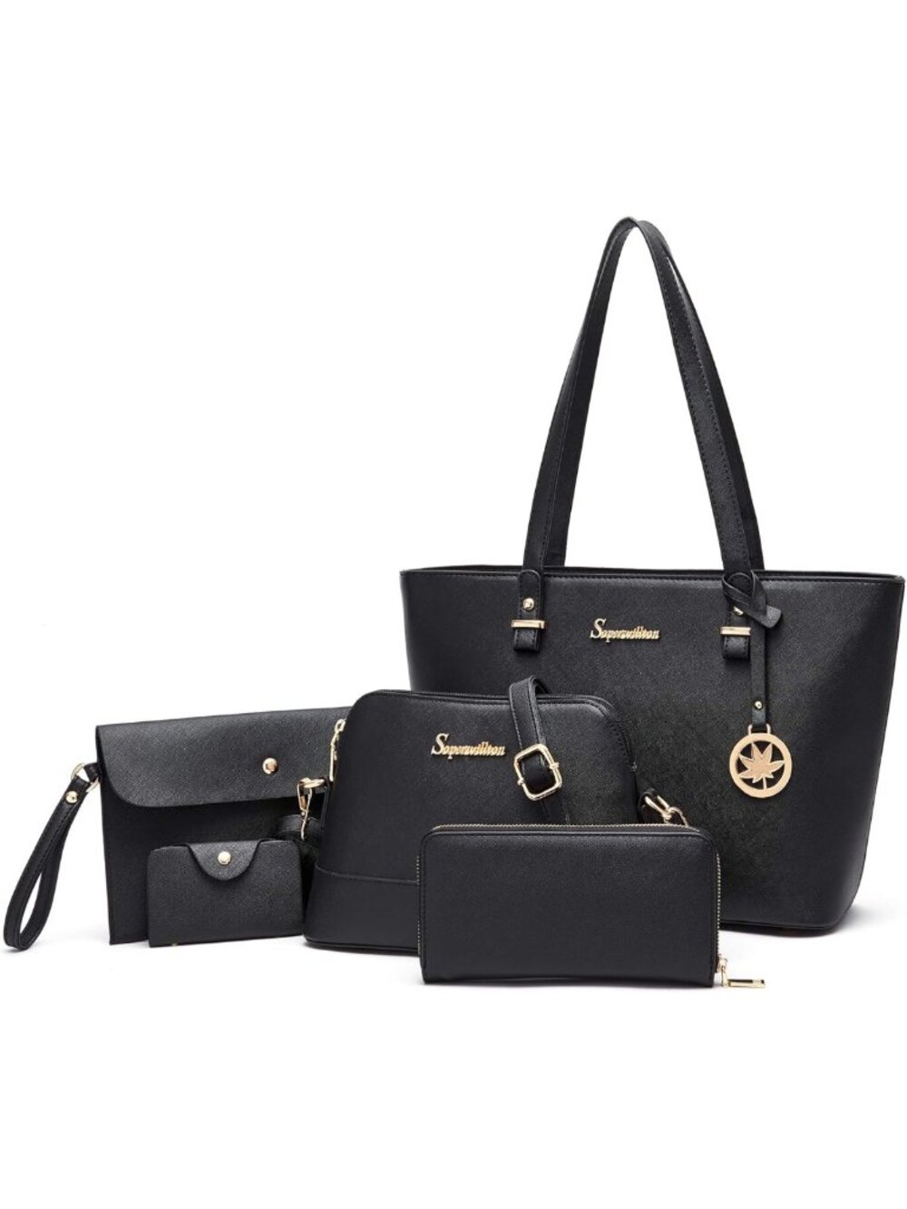Stylish 5-Piece Women's Tote & Satchel Purse Set - Versatile Shoulder Bags